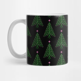 Elegant pink and green crystal Christmas Tree pattern Mug